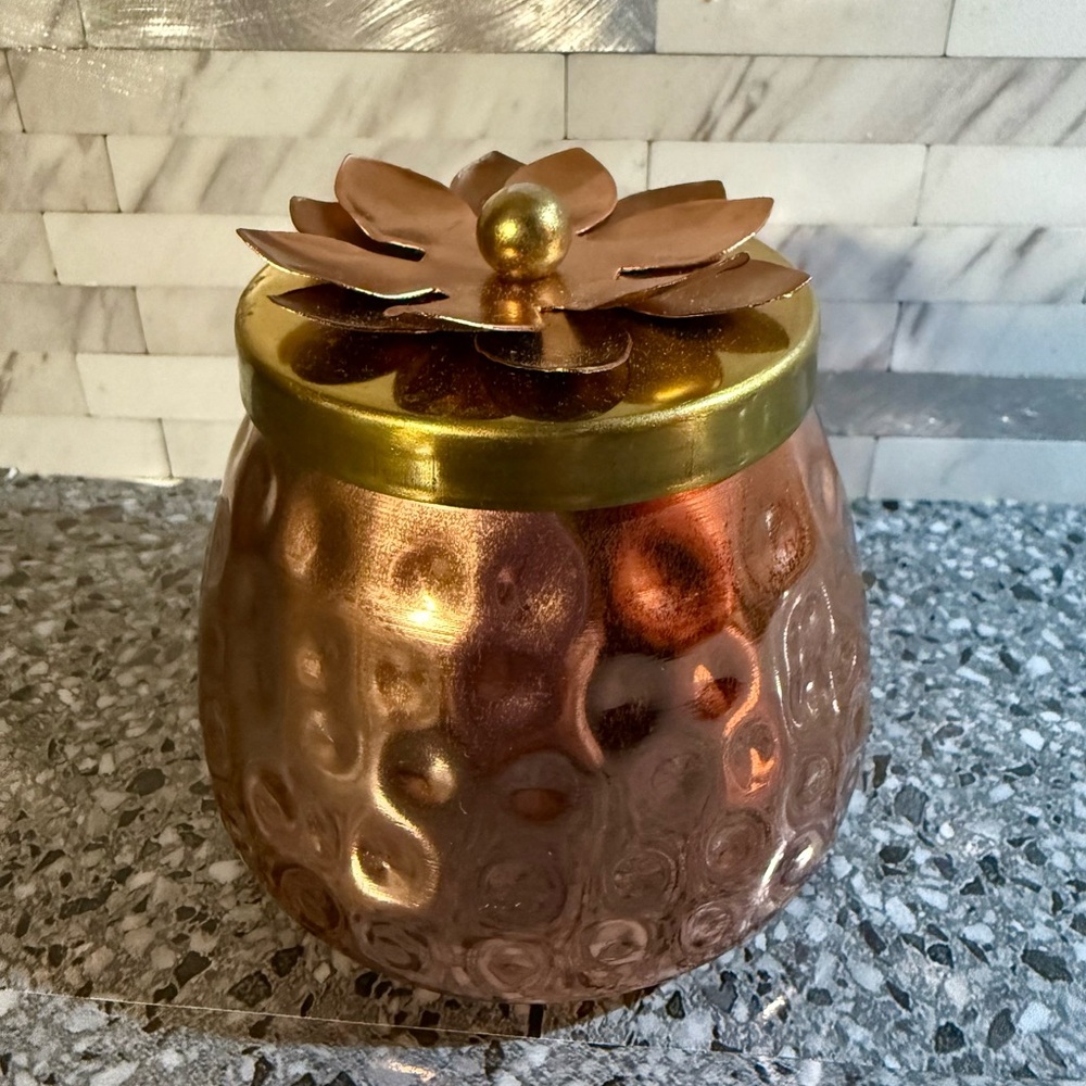 Hammered Copper Plated Dry Fruit Jar or Trinket Container